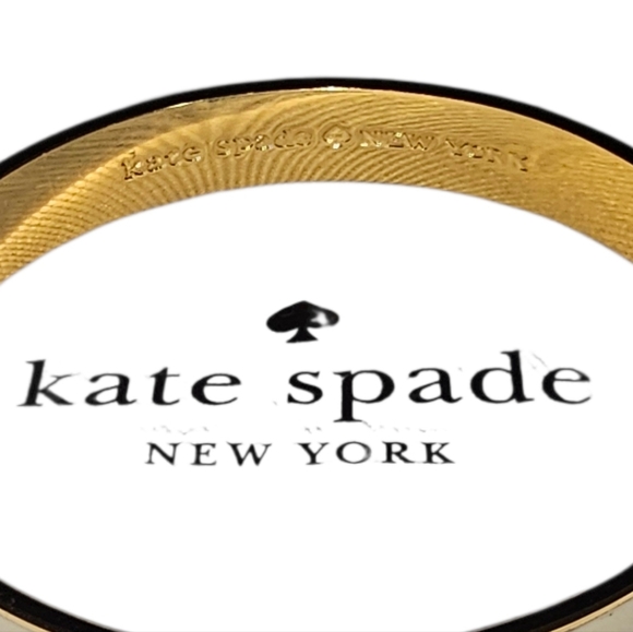 KATE SPADE Cream Enamel Bangle with Spades & Interior In Gold Tone - Picture 5 of 5